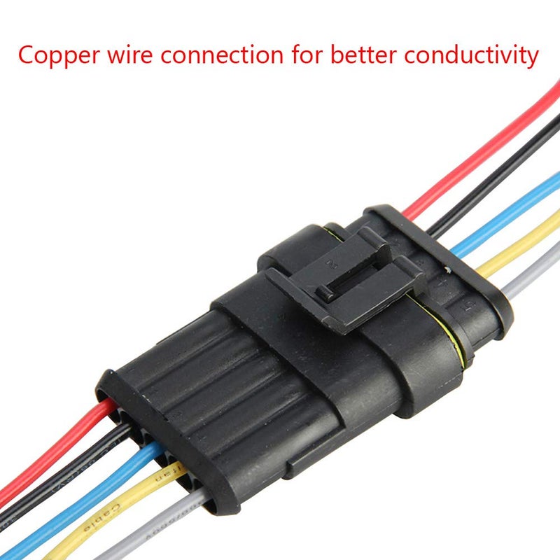ESUPPORT 5 Pin Way Car Auto Waterproof Electrical Connector Plug Socket Kit with Wire AWG Gauge Marine Pack of 5 - Image 4